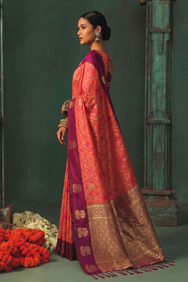 Pink Woven Silk Saree (ACB1822)