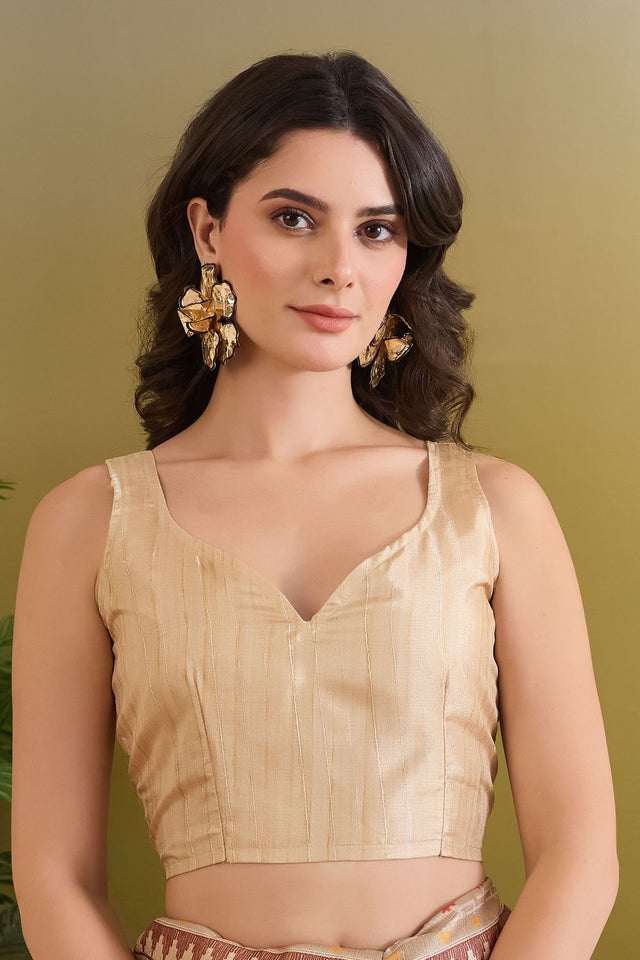 Cream Printed Silk Blend Ready to Wear Saree (ACB1837)