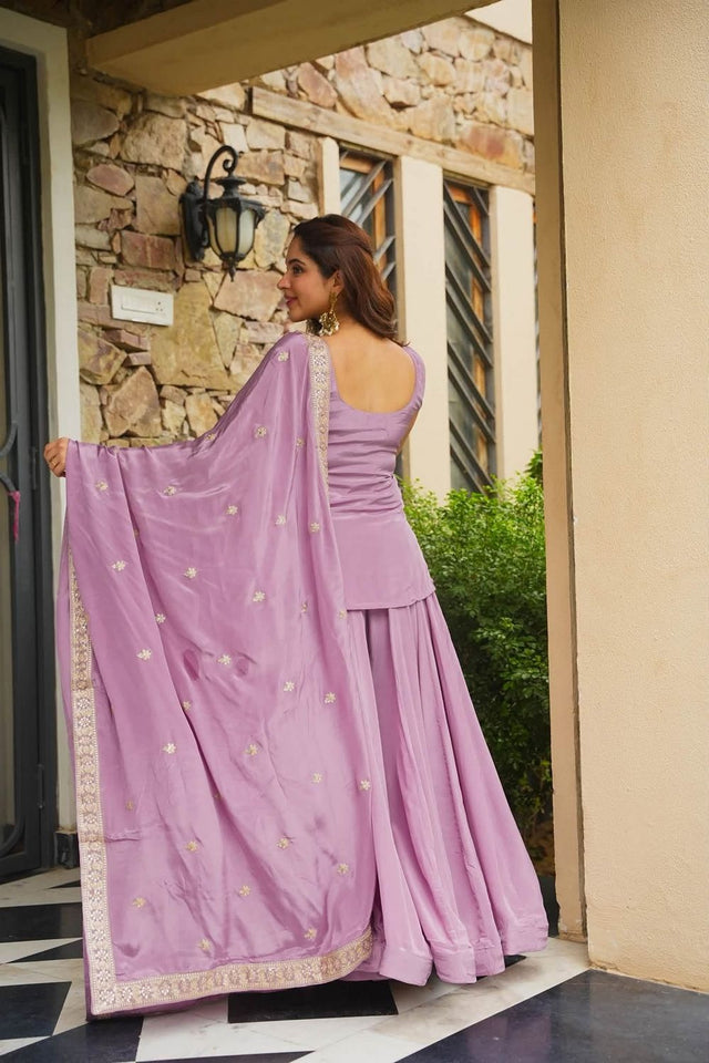 Lavender Sequin with Embroidered Silk Sharara Suit (ACB1927)