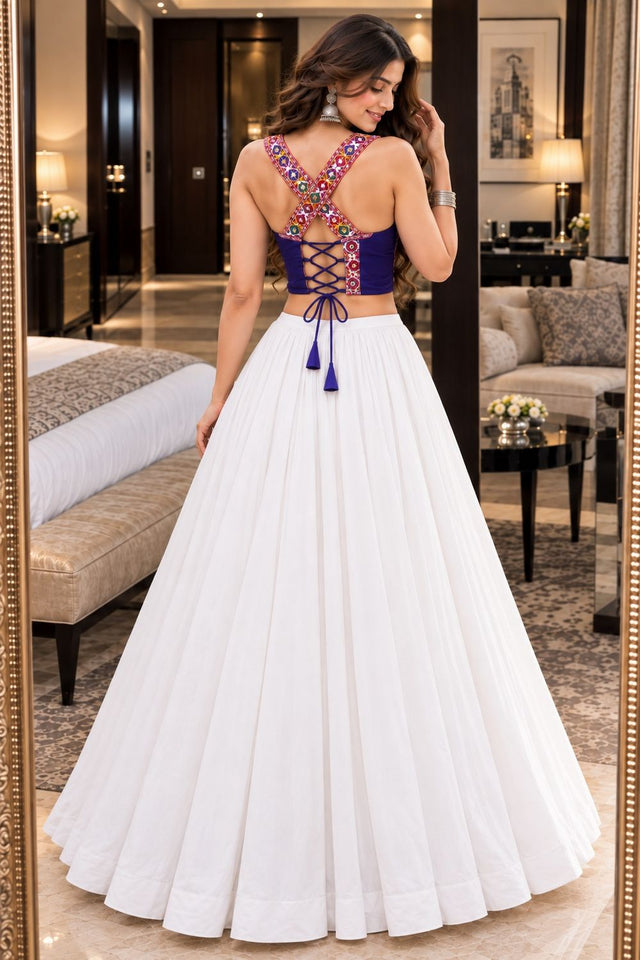 White Solid Georgette Lehenga (ACB2018)