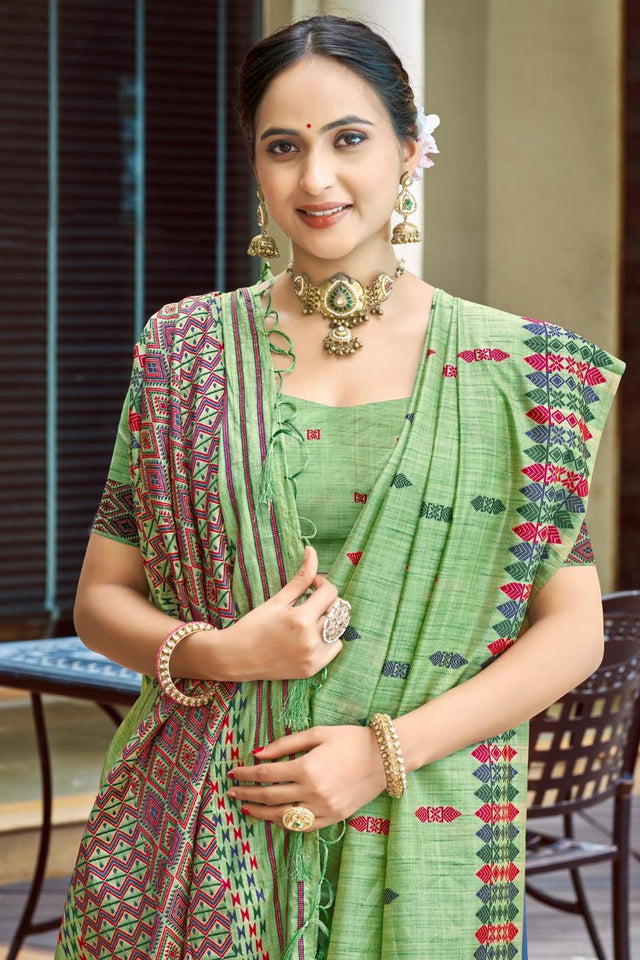 Green Woven Silk Saree (ACB2035)