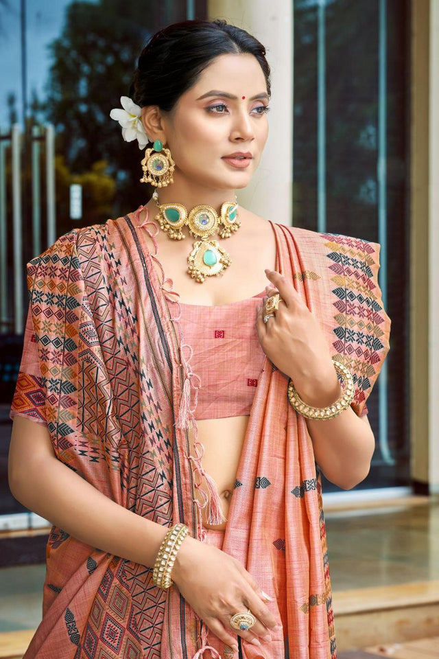Pink Woven Silk Saree (ACB2037)