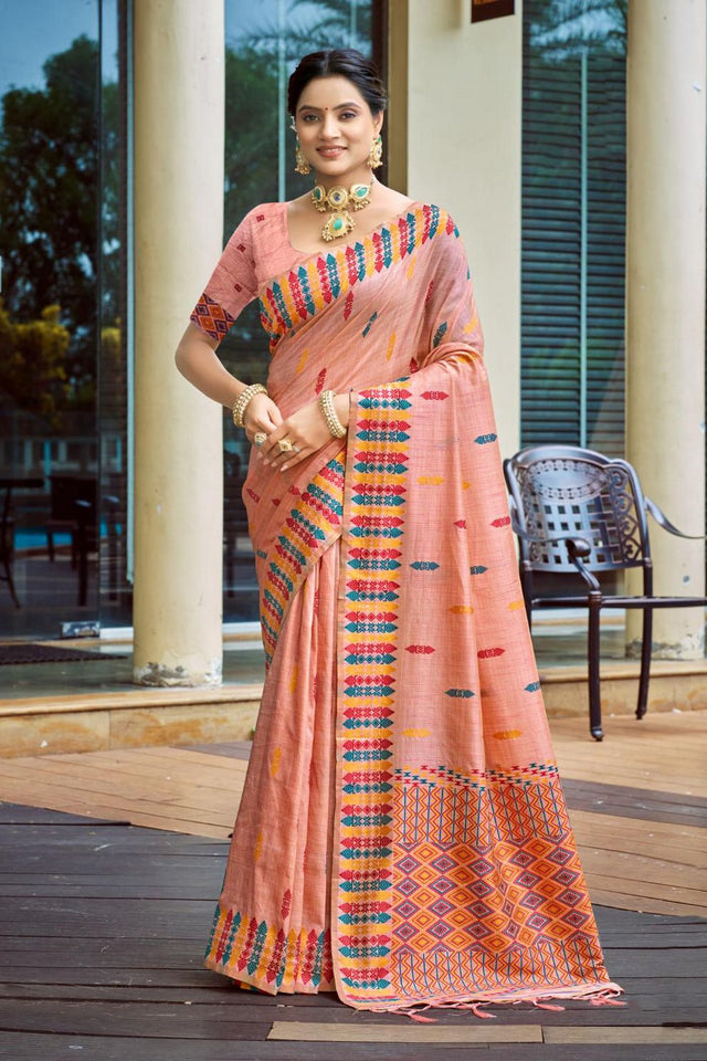 Pink Woven Silk Saree (ACB2037)