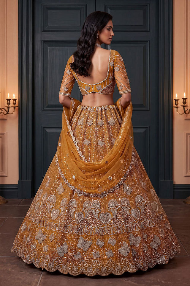 Rust Sequin with Embroidered Net Lehenga (ACB2095)