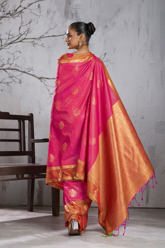 Pink Woven Silk Saree (ACB2122)