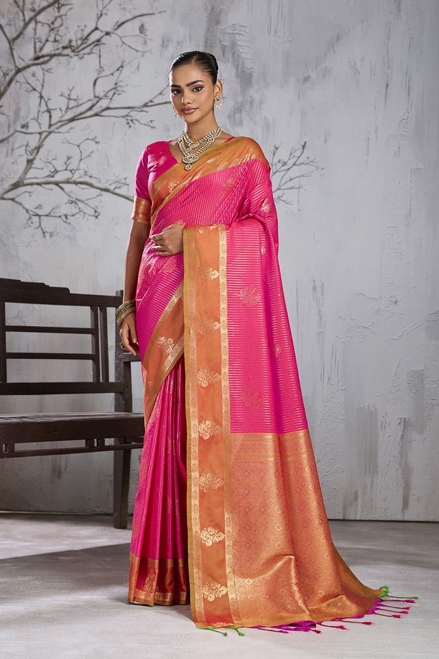 Pink Woven Silk Saree (ACB2122)
