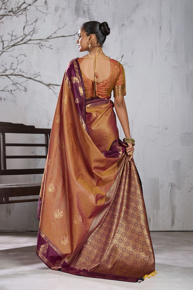 Brown Woven Silk Saree (ACB2125)