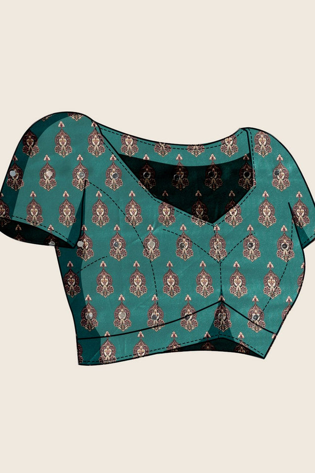 Blue Printed Crepe Saree (ACB2190)