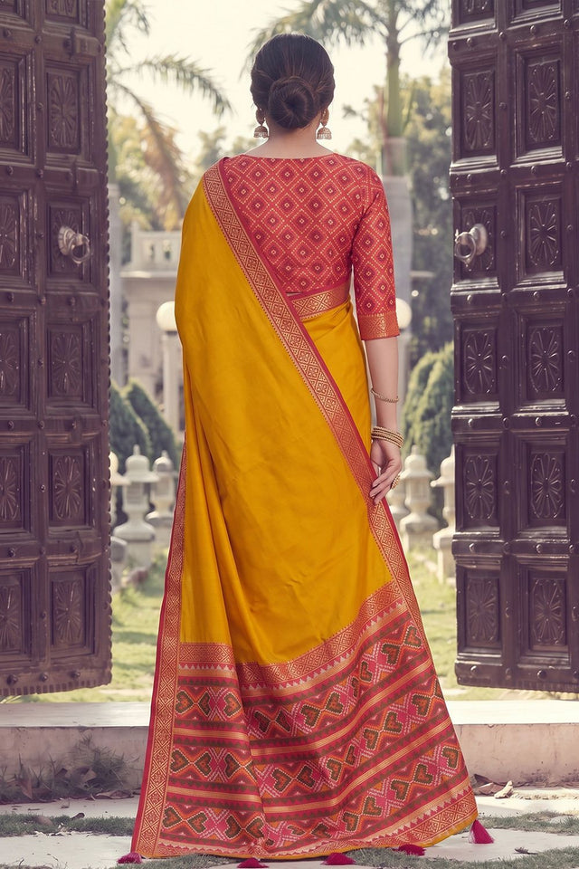 Mustard Woven Silk Saree (ACB2202)