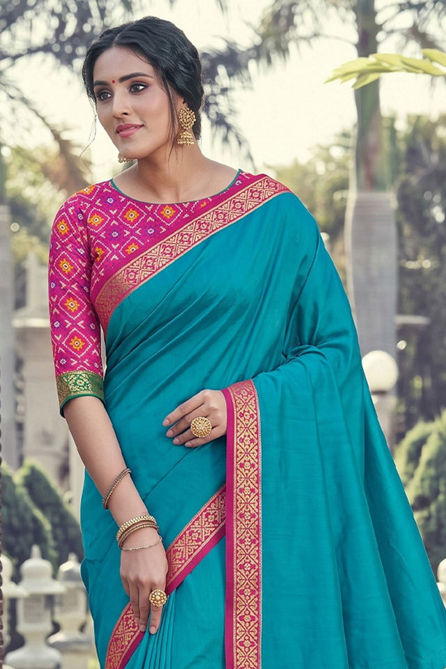 Blue Woven Silk Saree (ACB2203)