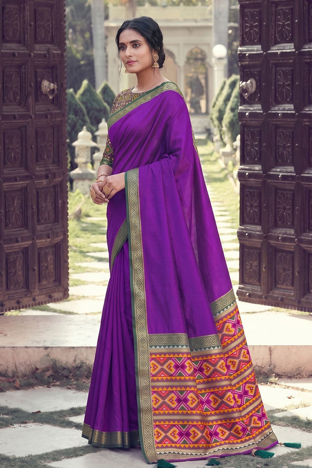Purple Woven Silk Saree (ACB2204)