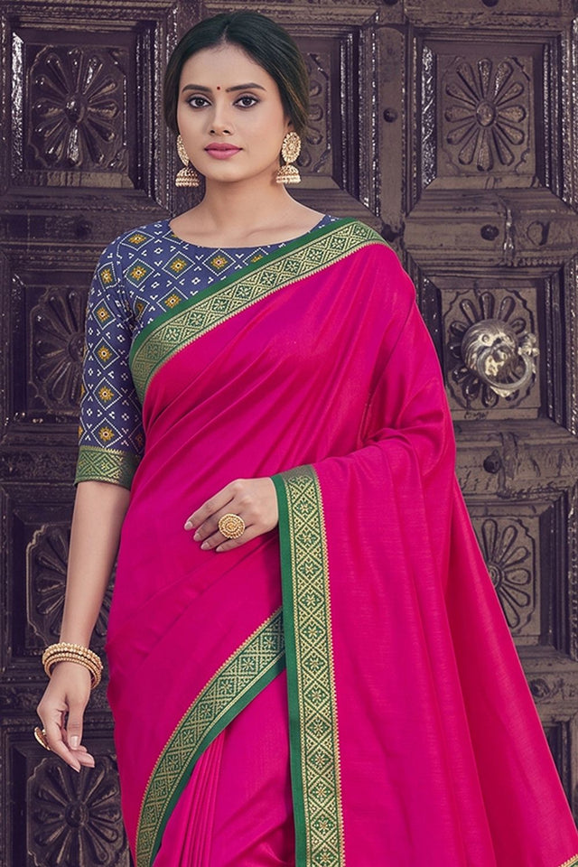 Pink Woven Silk Saree (ACB2205)
