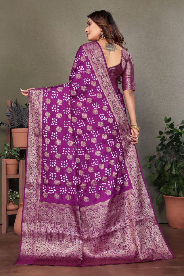 Purple Jacquard Woven Satin Silk Saree (ACB2208)