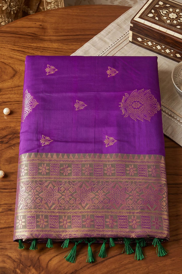 Purple Woven Silk Saree (ACB2214)