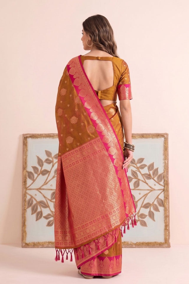 Mehendi Woven Silk Saree (ACB2219)