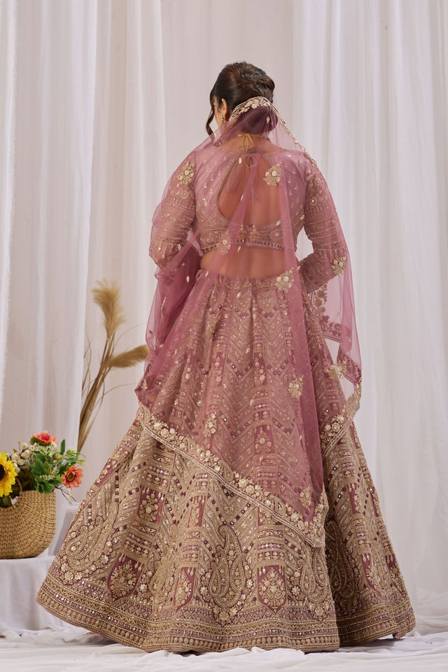 Mauve Heavy Embroidered Net Lehenga (ACB2224)