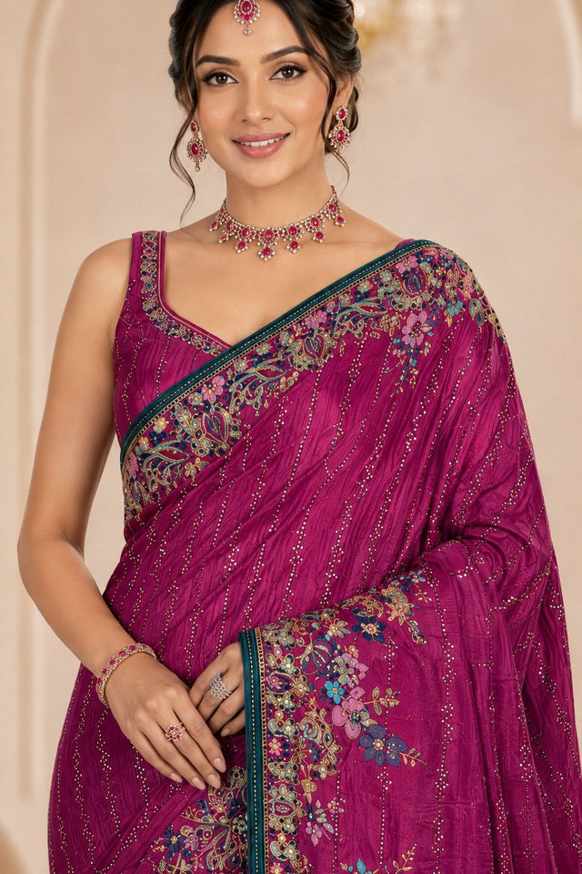 Pink Woven Satin Saree (ACB2246)