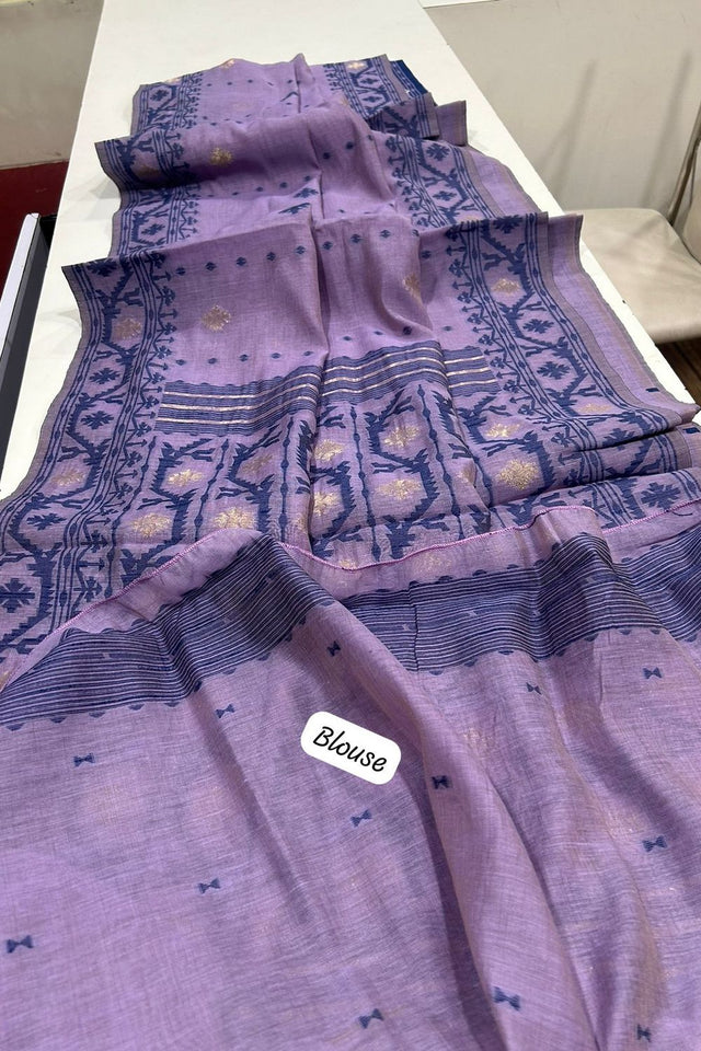 Lavender Woven Cotton Saree (ACB2363)