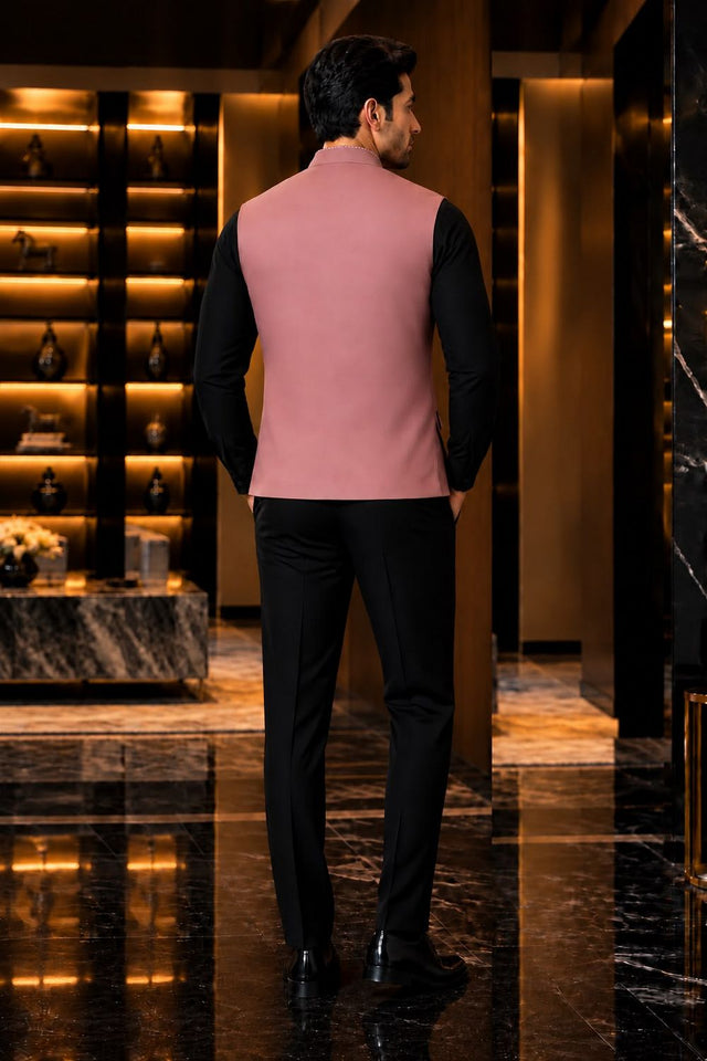 Mens Pink Solid Silk Koti (Jacket Only) (ACB2439)