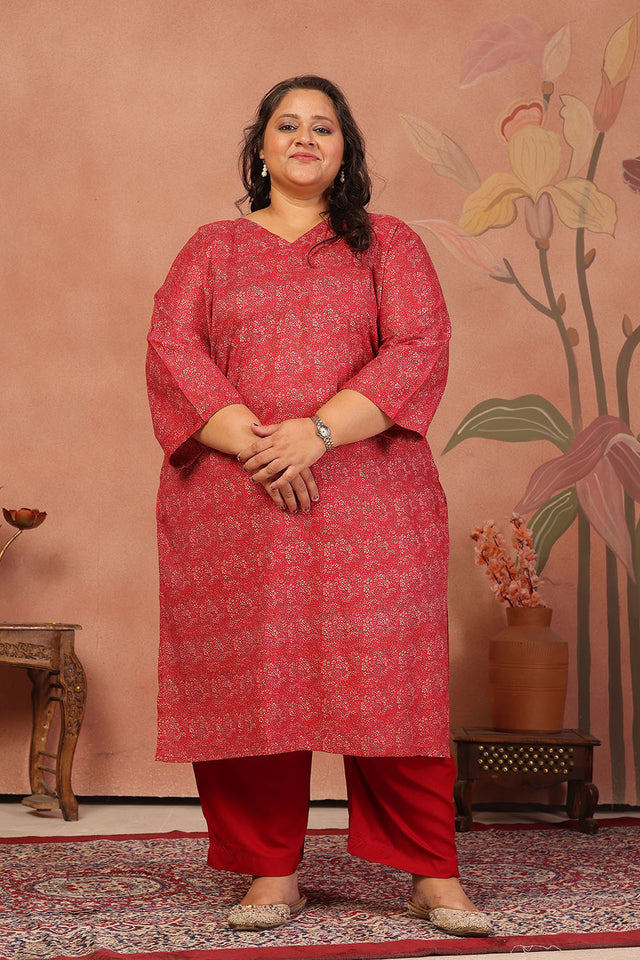 Maroon Floral Printed Cotton Long Kurti (ACB2574)