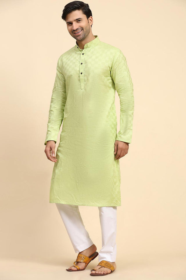 Pista Cotton Woven Long Kurta (ACY6852)