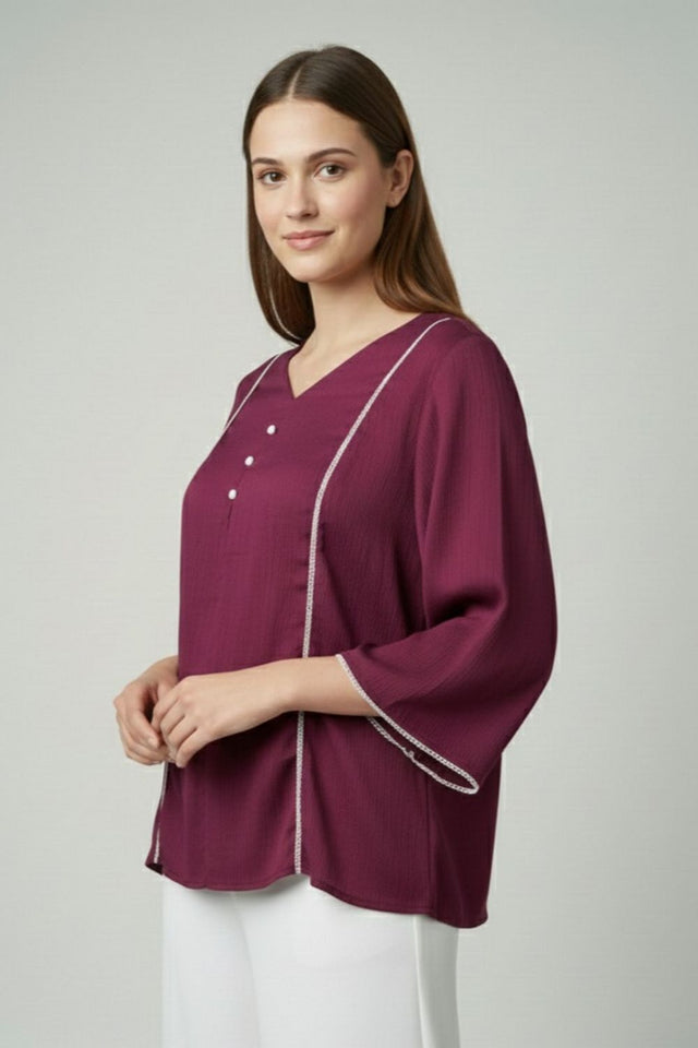 Purple Solid Silk Short Kurti (ACY8197)