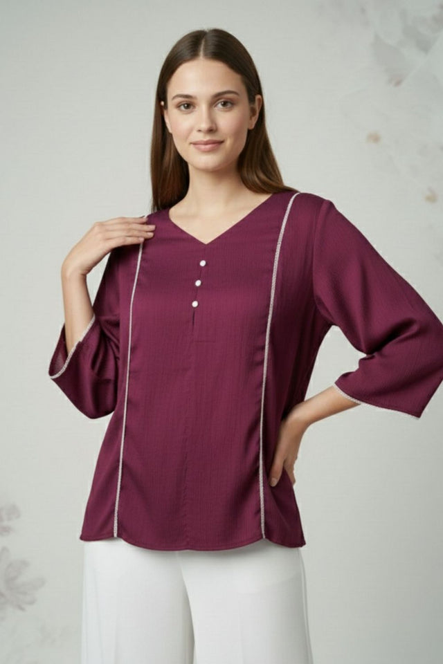 Purple Solid Silk Short Kurti (ACY8197)