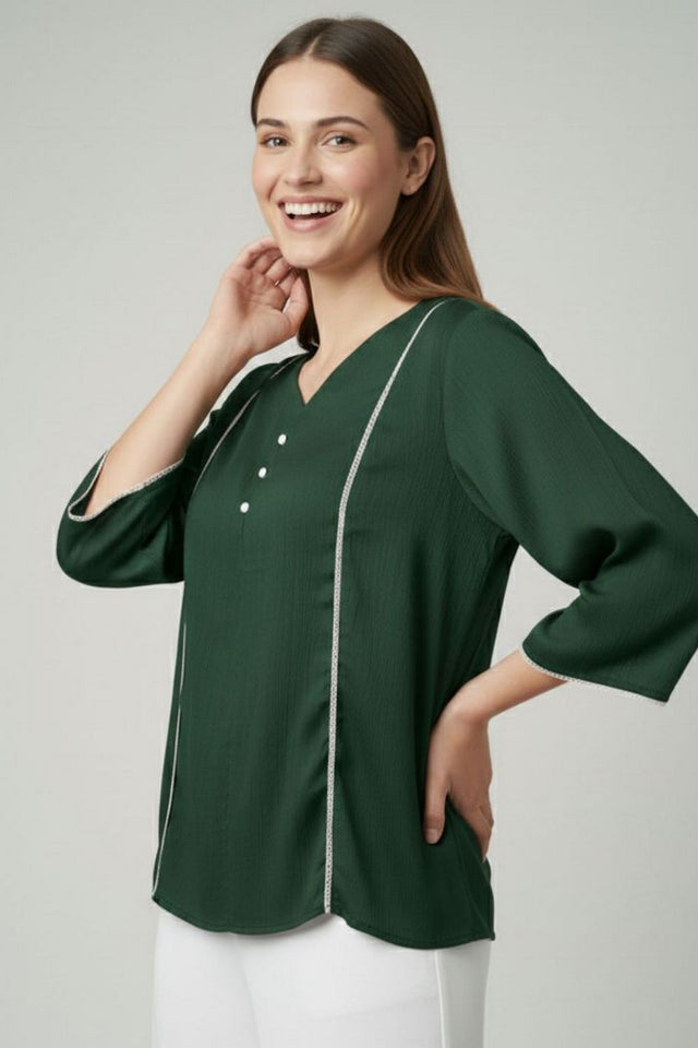 Green Solid Silk Short Kurti (ACY8199)