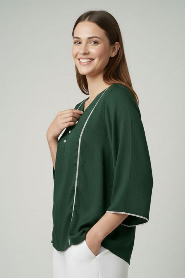 Green Solid Silk Short Kurti (ACY8199)