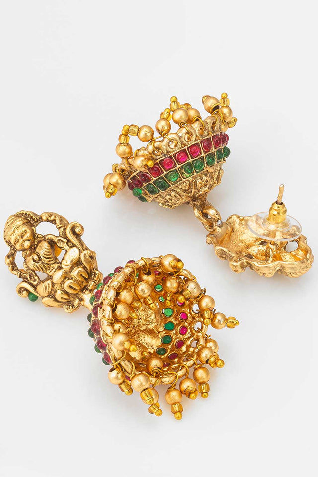 Gold Artificial Stone Brass & Copper Earring (ACZ4585)