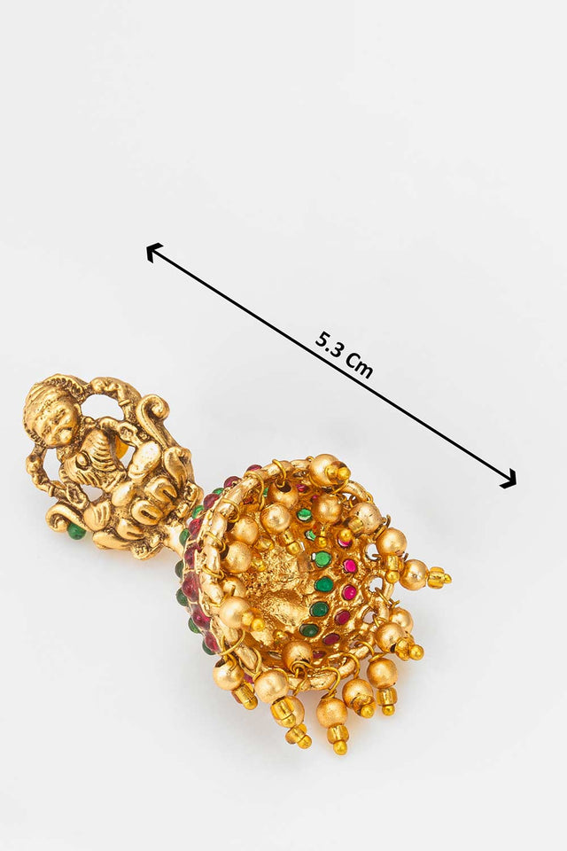 Gold Artificial Stone Brass & Copper Earring (ACZ4585)