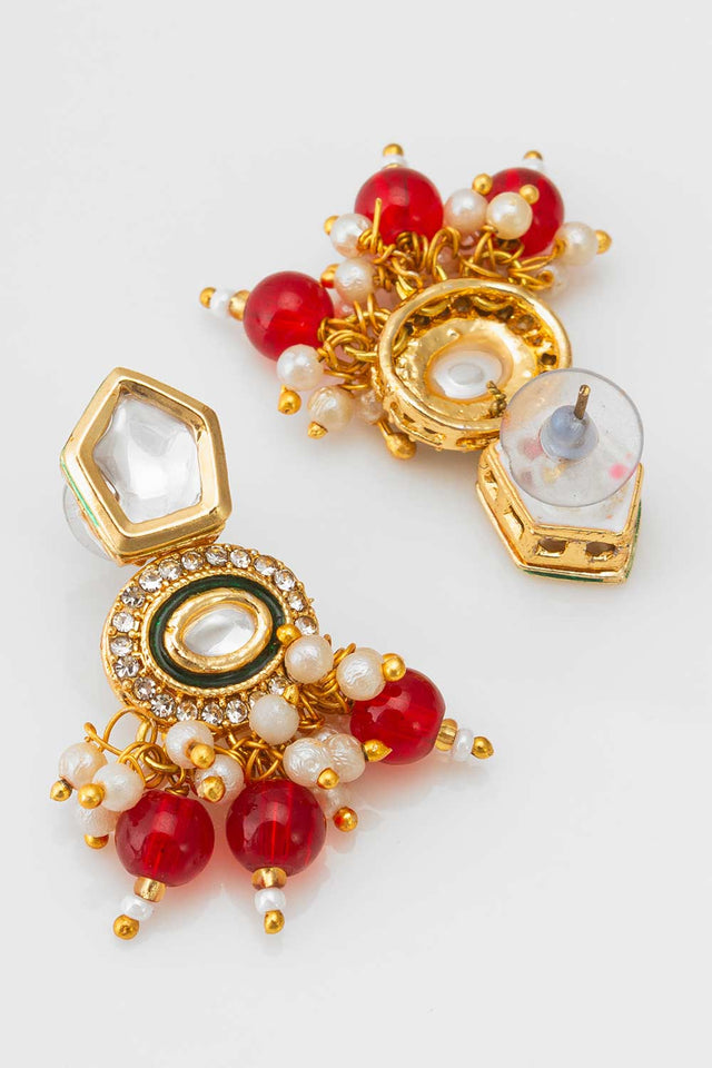 Red Artificial Pearl & kundan Brass Necklace (ACZ4594)