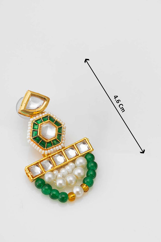 Green Artificial Pearl & kundan Brass Necklace (ACZ4595)