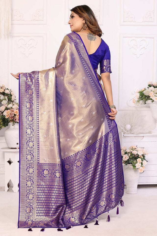Violet Woven Tissue Saree