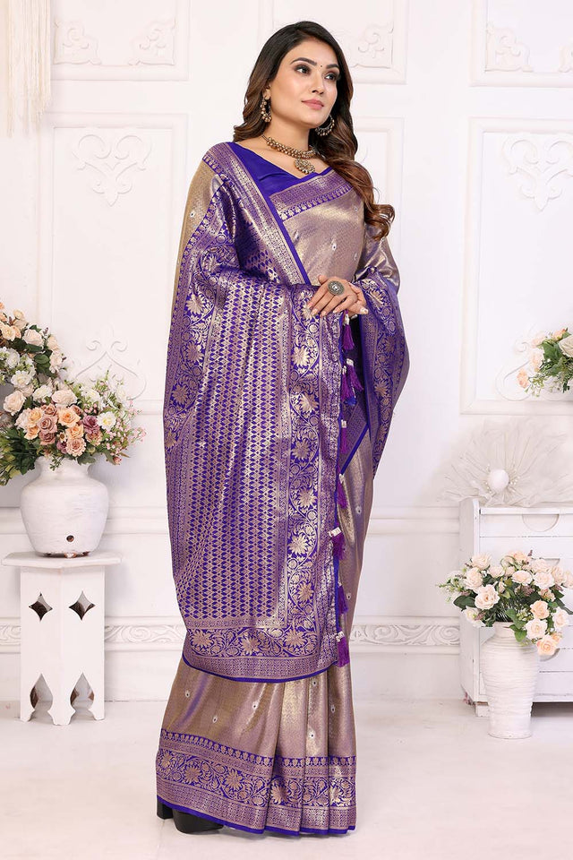 Violet Woven Tissue Saree