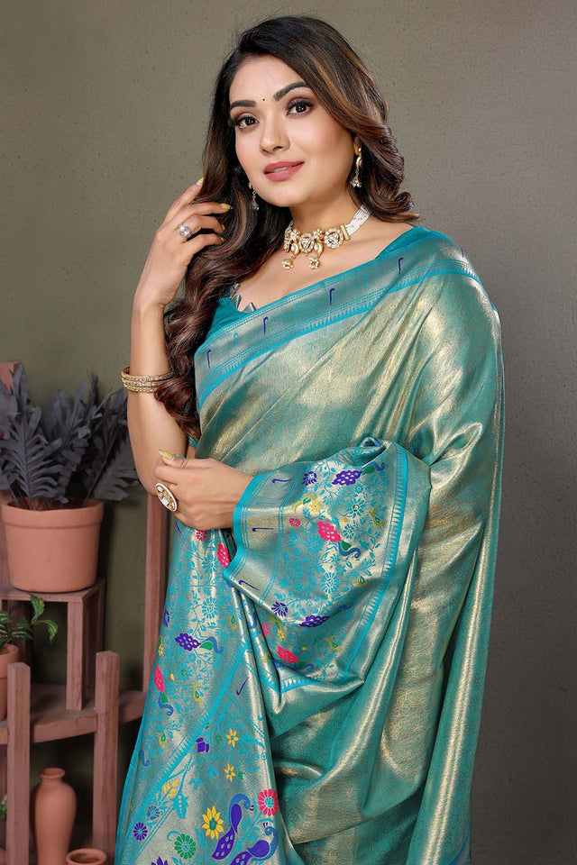 Grey Woven Tissue Saree