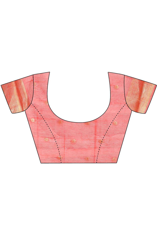 Pink Jacquard Woven Linen Cotton Saree