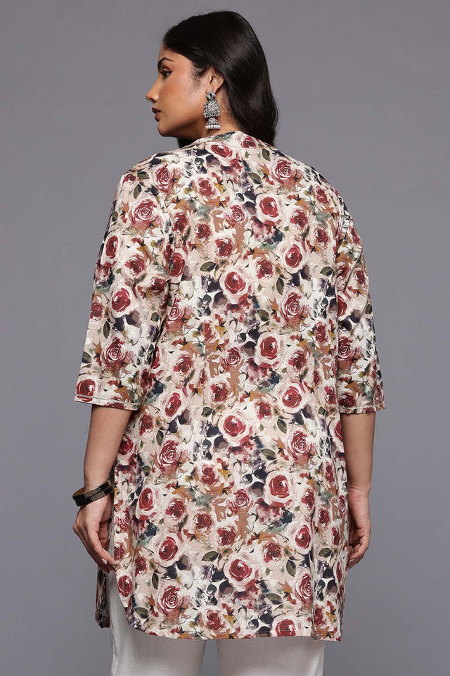 Multi Floral Printed Cotton Short Kurti (ACZ6585)