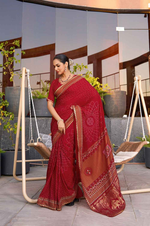 Maroon Sequin with Embroidered Cotton Saree (ACZ6937)