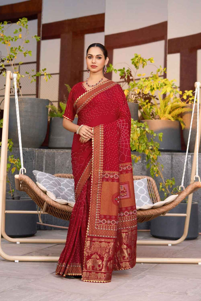 Maroon Sequin with Embroidered Cotton Saree (ACZ6937)