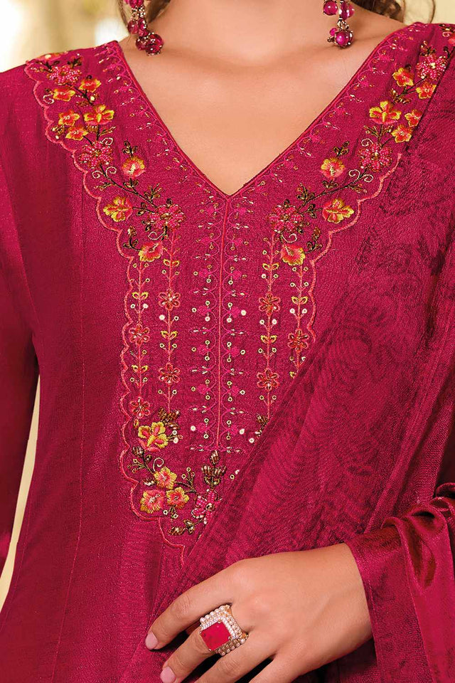 Pink Solid Silk Anarkali Suit Set (ACZ7623)
