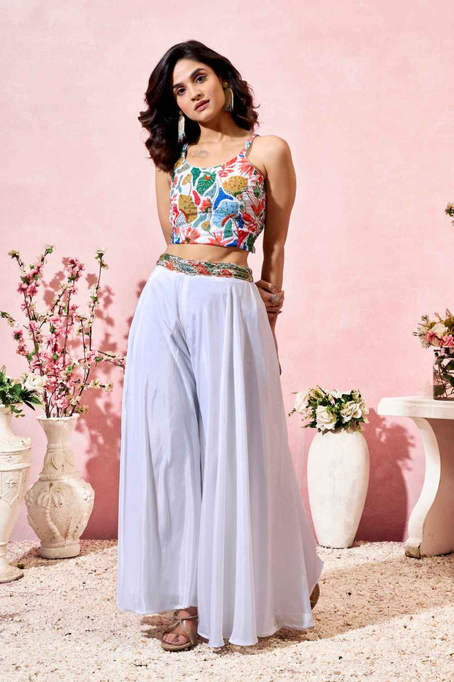 Multi-Color Floral Printed Crepe Co-Ord Set (ACZ7972)
