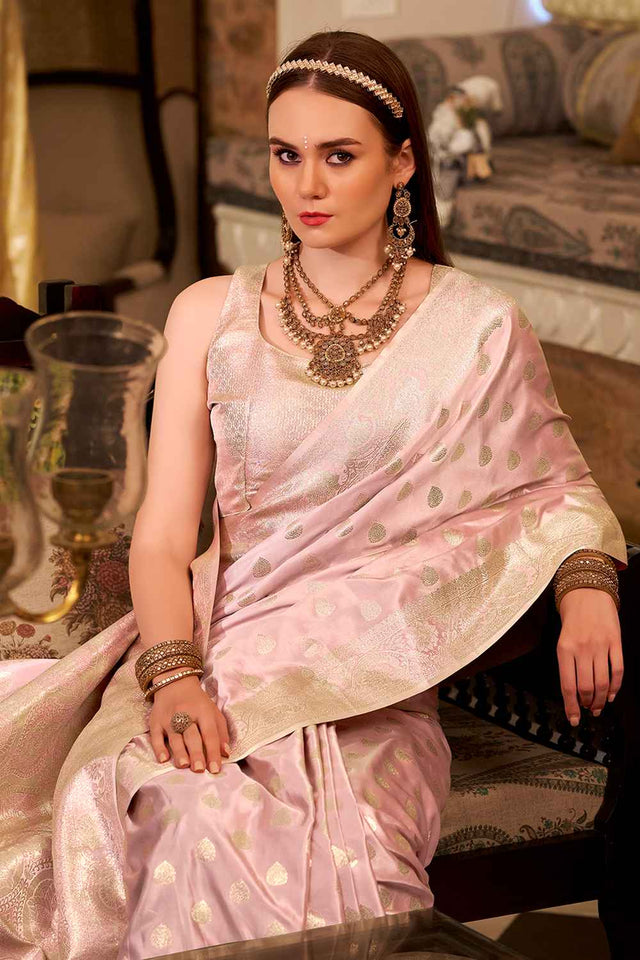 Pink Woven Silk Saree (ACZ8024)