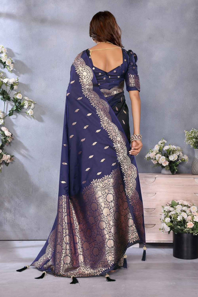 Blue Woven Banarasi Silk Saree