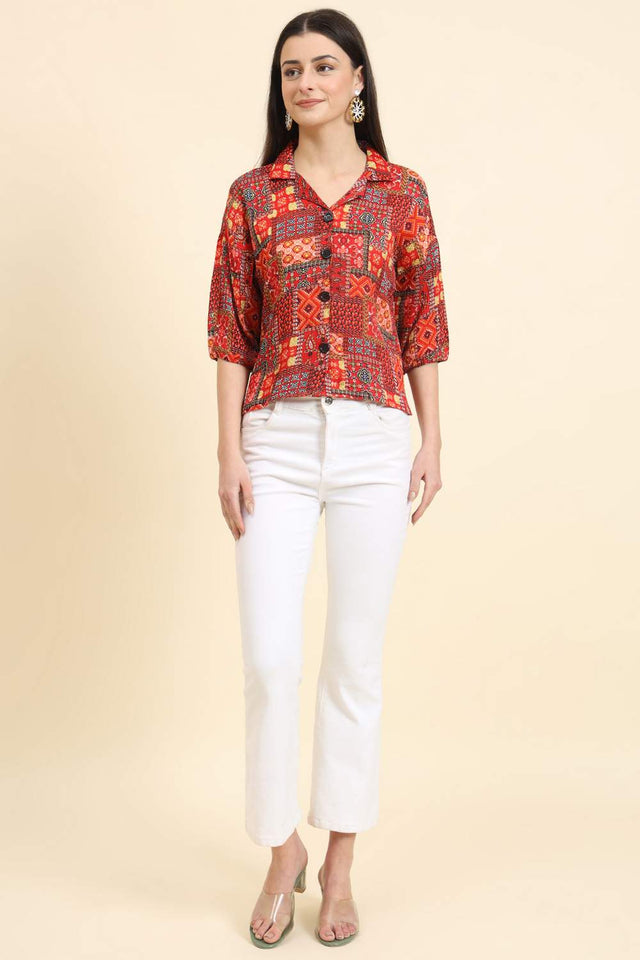 Multi-Color Printed Cotton Blend Tops & Tunics (ACZ8111)