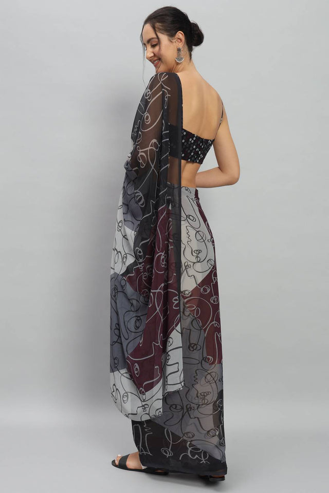Multy Printed Georgette Saree