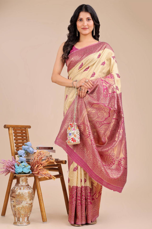 purple Woven Banarasi Silk Saree