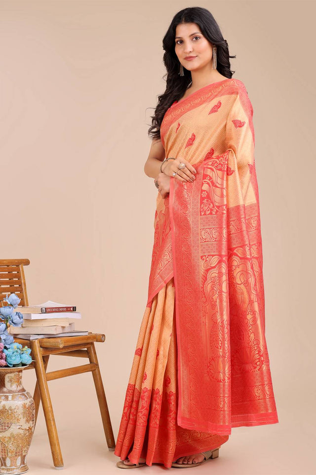 Red Woven Banarasi Silk Saree