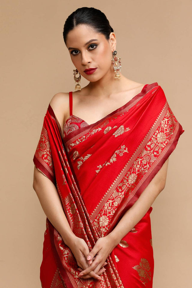 Red Woven Silk Saree