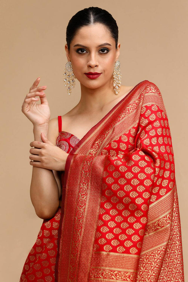 Red Woven Silk Saree